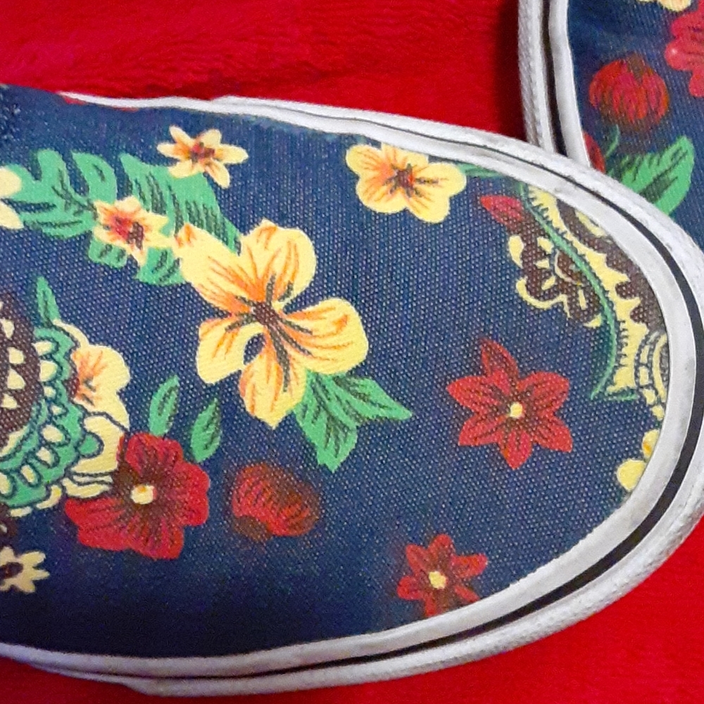 add on $30 Euc Vans slips rare liberty print denim flowers 7.5W 6M